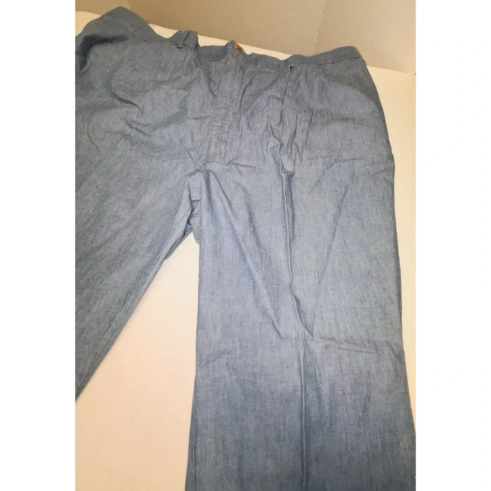 Mens Lightweight Light Blue Pants Elastic Waist Pants 48 x 30 Made in USA